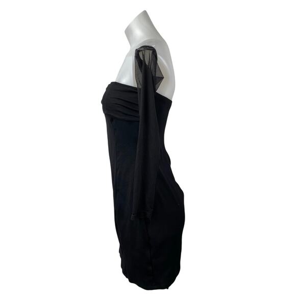 Urban Outfitters Women's Black Mesh Long Sleeve Square Neck Mini Bodycon Dress M - Picture 2 of 5